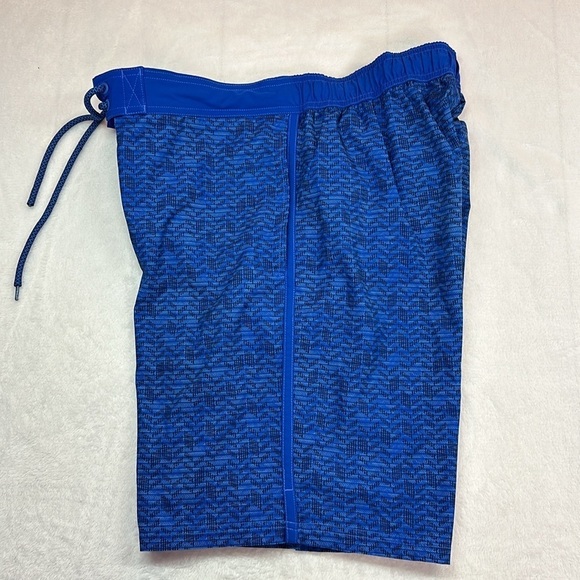 George Blue/Black Chevron Elastic Back Swim Trunks Pull Tie Front 32-34 Medium - Picture 5 of 9